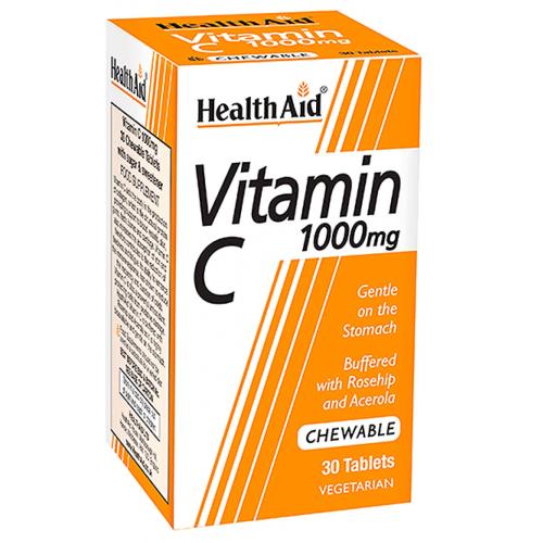Health Aid Vitamin C 1000mg Συμπλήρωμα Διατροφής, Μασώμενο,  με Βιταμίνης C για Ενίσχυση του Ανοσοποιητικού 30 Chew.tabs